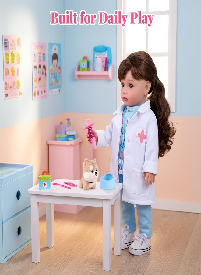 BABESIDE دمية طفلة واقعية من بيبي سايد الأمريكية - مجموعة لعب طبيبة بيطرية بطول 16 بوصة مع ذيل حصان بني طويل، تتضمن جميع ملحقات اللعبة، مناسبة كهدية عيد ميلاد أو للعب التخيلي أو حتى عيد الميلاد. - Image 5